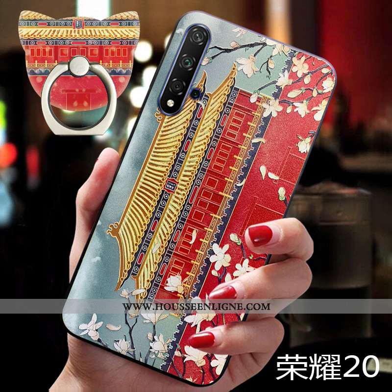 Étui Honor 20 Tendance Fluide Doux Gaufrage Silicone Nouveau Style Chinois Personnalité Beige
