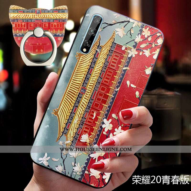 Étui Honor 20 Tendance Fluide Doux Gaufrage Silicone Nouveau Style Chinois Personnalité Beige