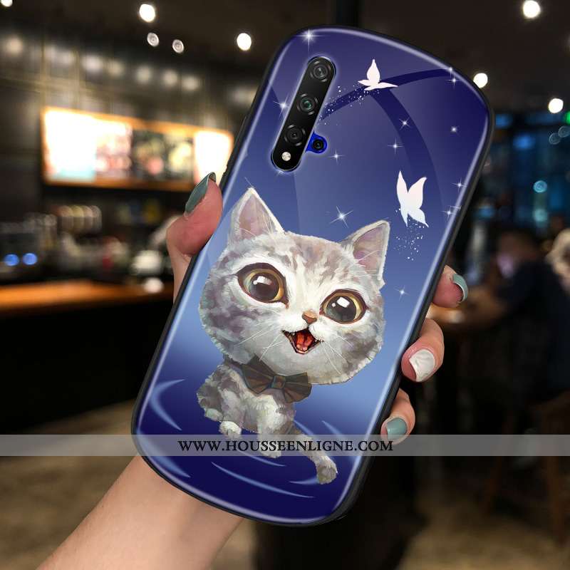 Étui Honor 20 Tendance Verre Bleu Rond Téléphone Portable Personnalité Charmant