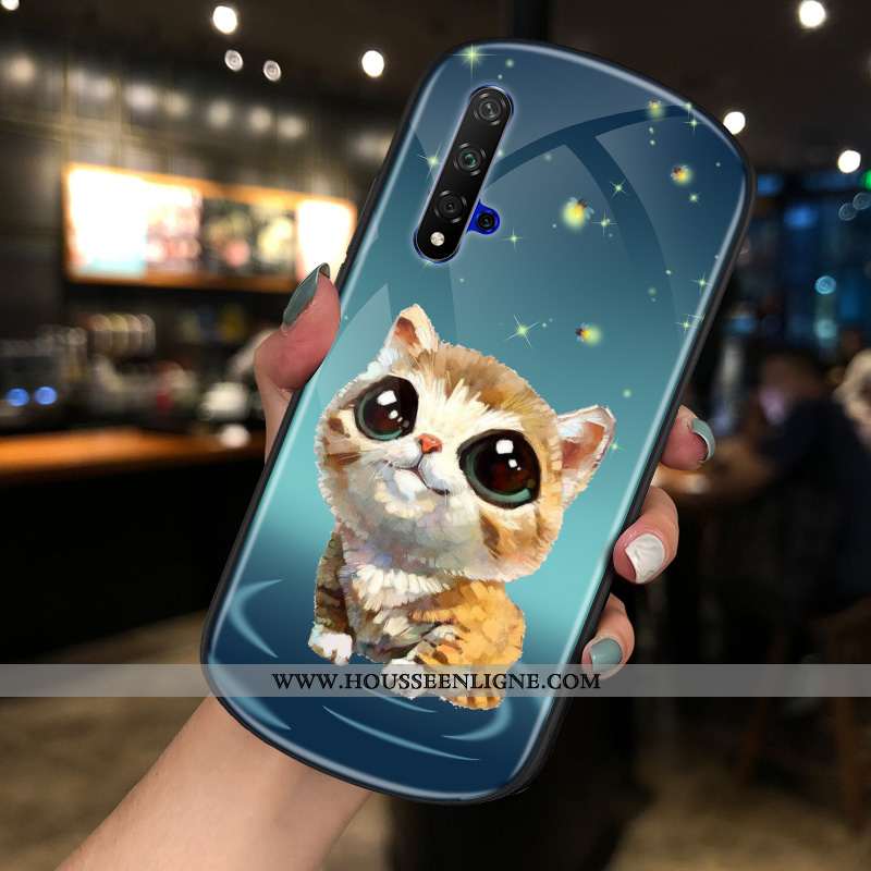 Étui Honor 20 Tendance Verre Bleu Rond Téléphone Portable Personnalité Charmant