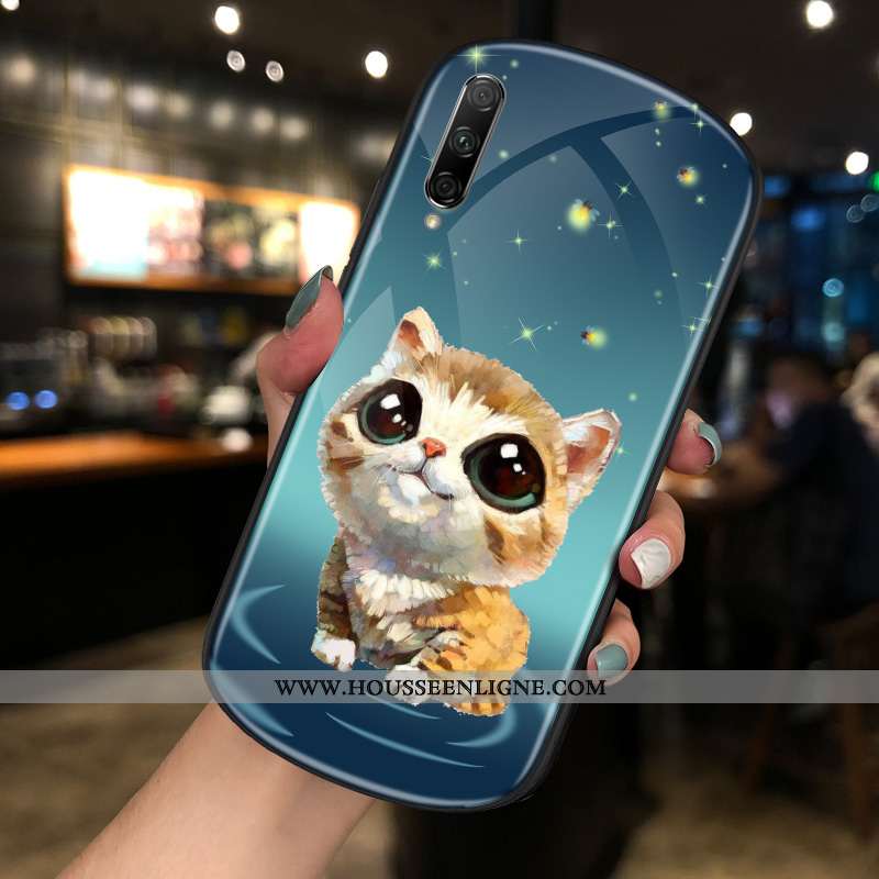 Étui Honor 20 Tendance Verre Bleu Rond Téléphone Portable Personnalité Charmant