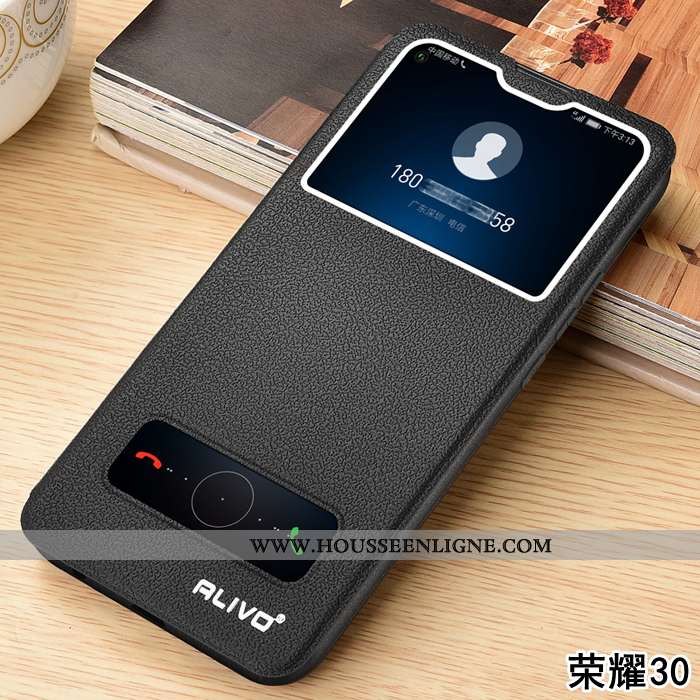 Étui Honor 30 Cuir Fluide Doux Tout Compris Silicone Incassable Difficile Noir