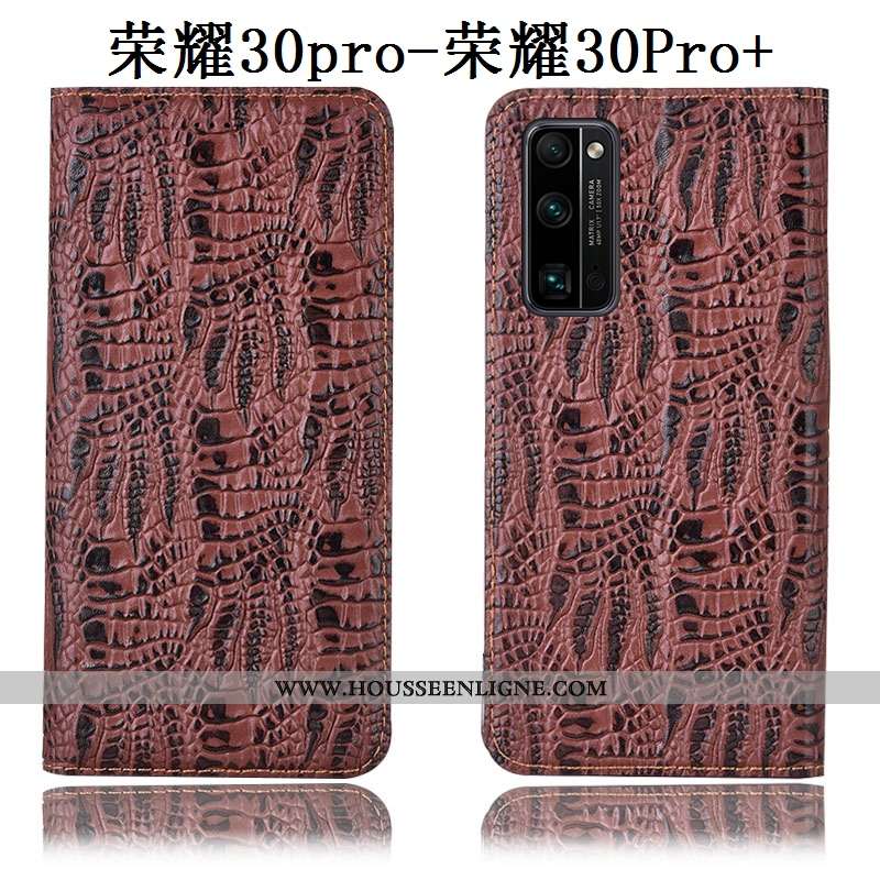 Étui Honor 30 Pro Protection Cuir Véritable Téléphone Portable Bleu Coque Housse