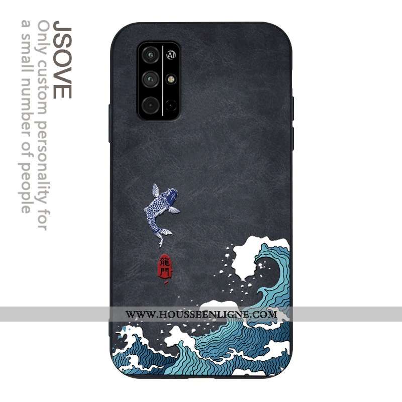 Étui Honor 30s Cuir Modèle Fleurie Coque Nouveau Gaufrage Personnalité Style Chinois Noir