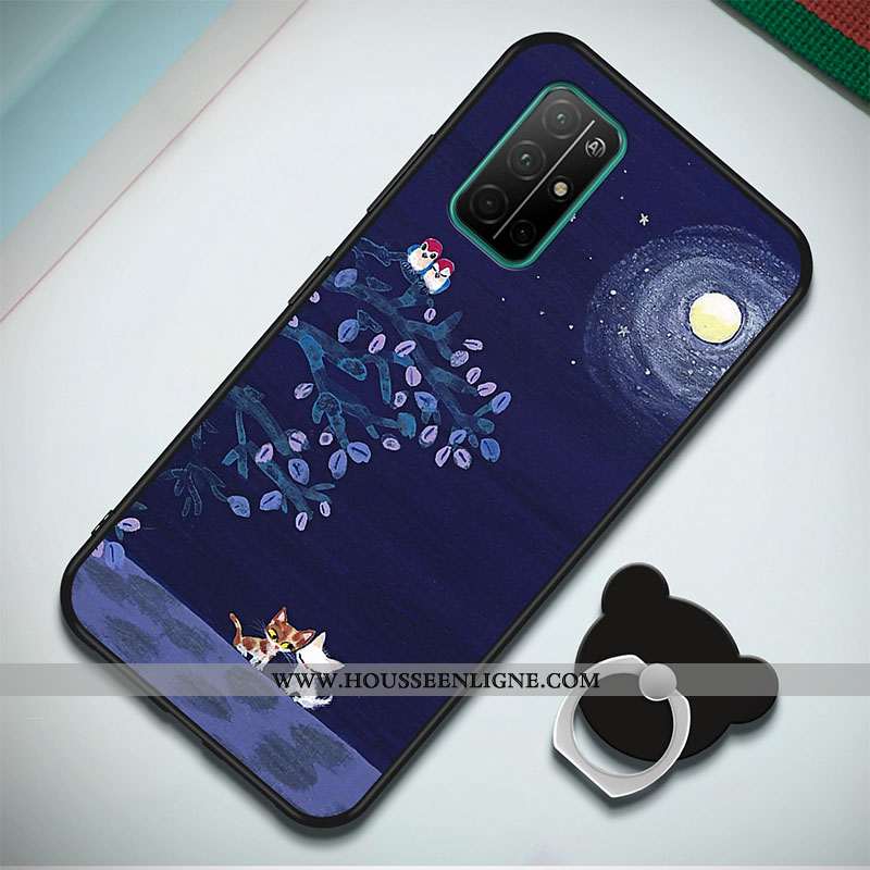 Étui Honor 30s Dessin Animé Protection Anneau Net Rouge Simple Tout Compris Bleu Marin Bleu Foncé