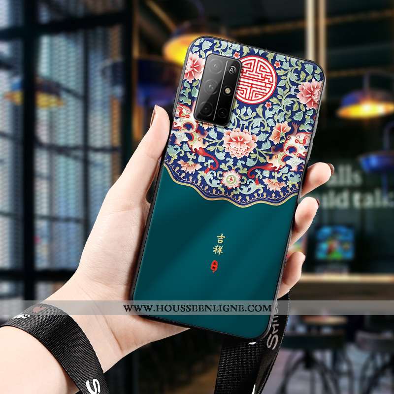 Étui Honor 30s Gaufrage Fluide Doux Style Chinois Coque Tout Compris Bleu Vent