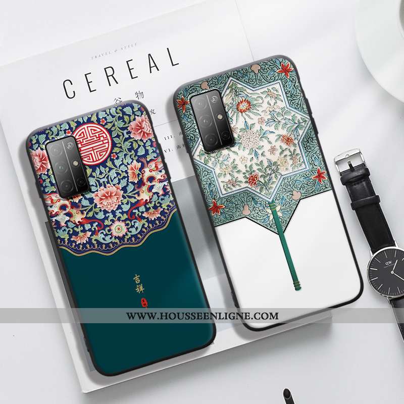 Étui Honor 30s Gaufrage Fluide Doux Style Chinois Coque Tout Compris Bleu Vent