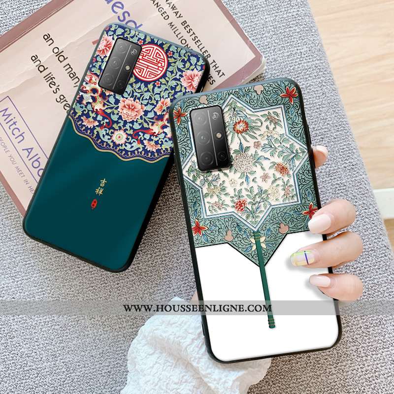 Étui Honor 30s Gaufrage Fluide Doux Style Chinois Coque Tout Compris Bleu Vent