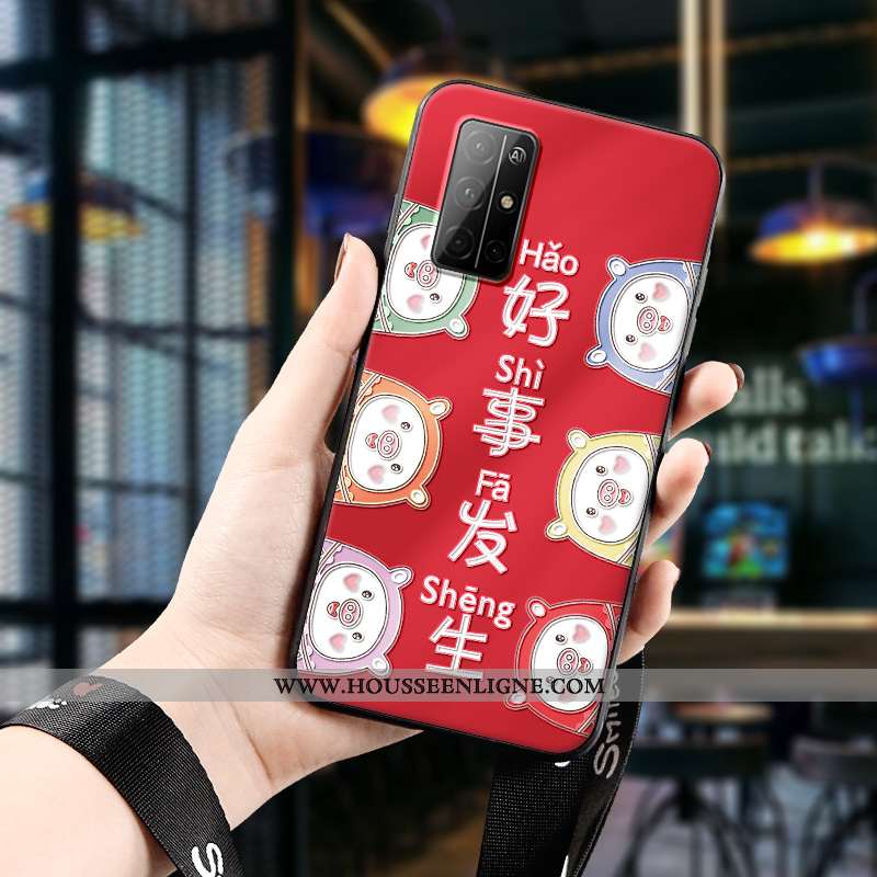 Étui Honor 30s Légère Fluide Doux Gaufrage Ornements Suspendus Ultra Protection Rouge