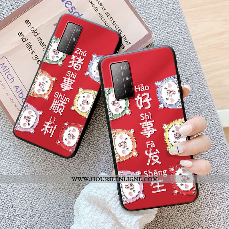 Étui Honor 30s Légère Fluide Doux Gaufrage Ornements Suspendus Ultra Protection Rouge