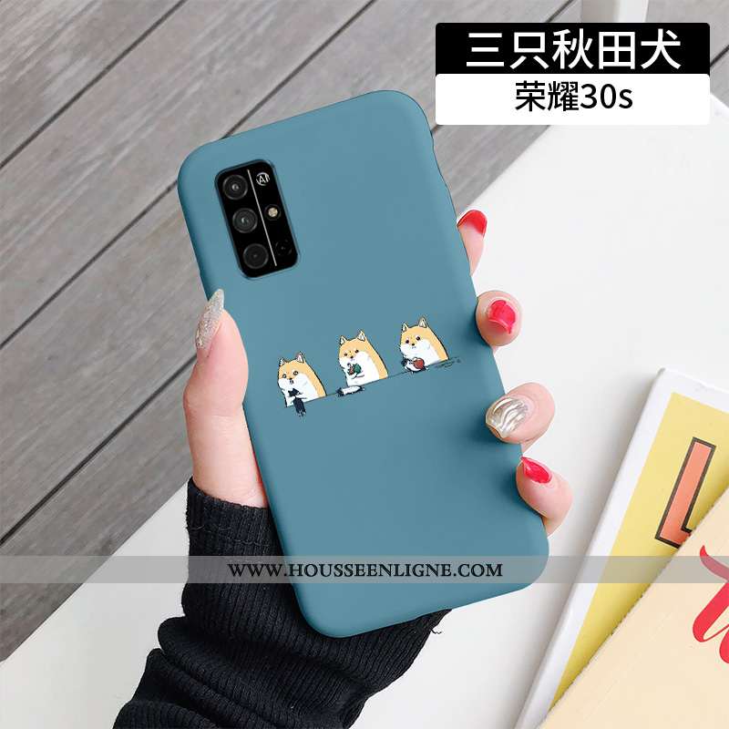 Étui Honor 30s Silicone Personnalité Téléphone Portable Dessin Animé Incassable Bleu Fluide Doux