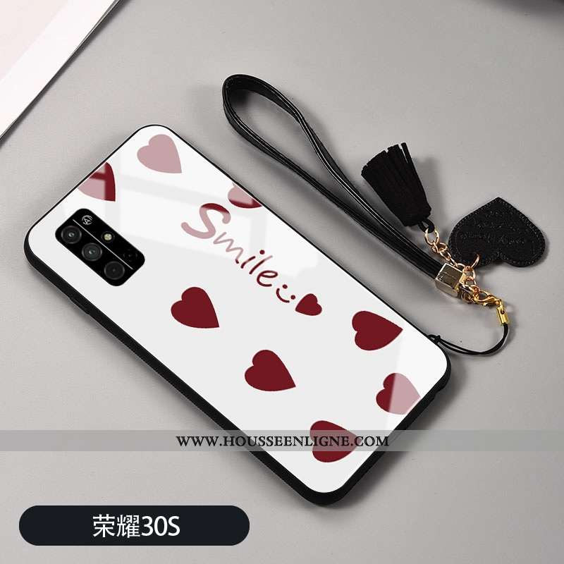 Étui Honor 30s Verre Personnalité Amour Téléphone Portable Incassable Rouge Blanc