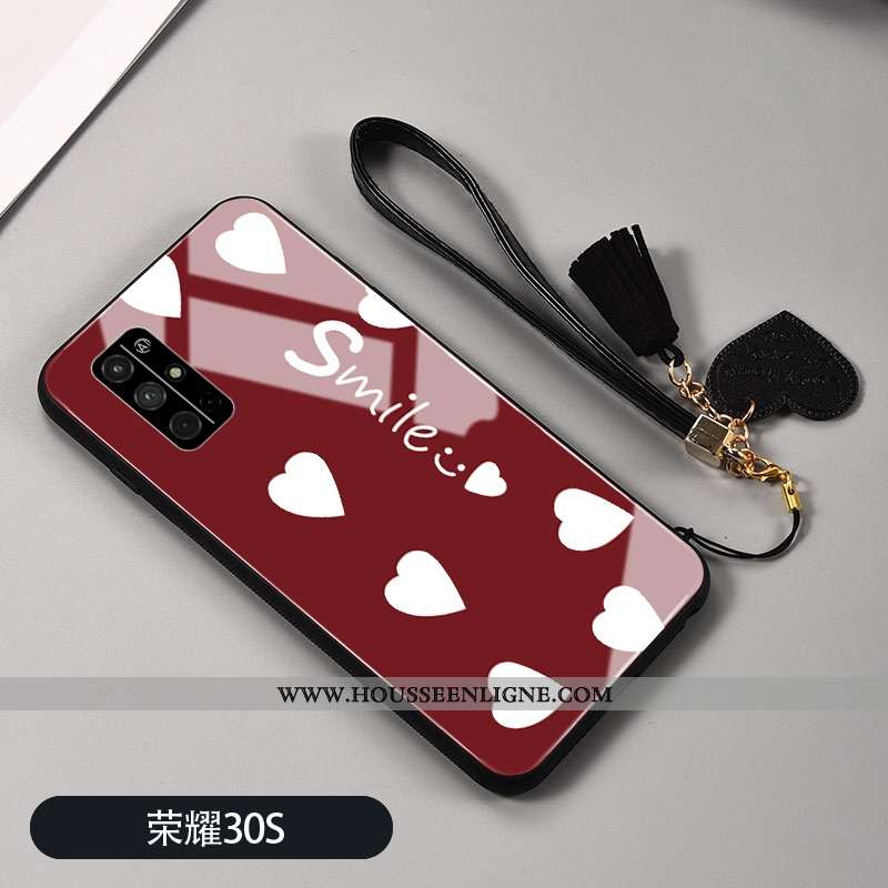 Étui Honor 30s Verre Personnalité Amour Téléphone Portable Incassable Rouge Blanc