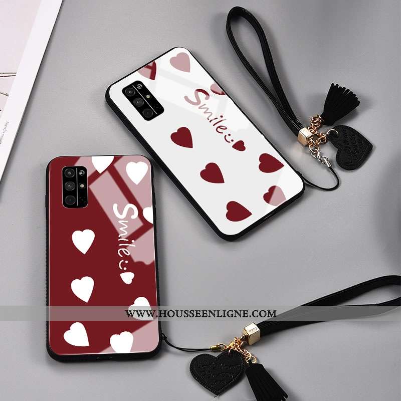 Étui Honor 30s Verre Personnalité Amour Téléphone Portable Incassable Rouge Blanc
