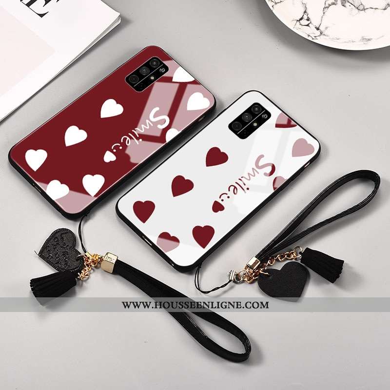 Étui Honor 30s Verre Personnalité Amour Téléphone Portable Incassable Rouge Blanc
