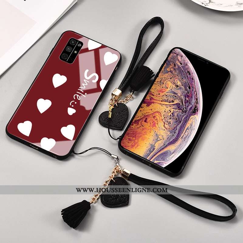 Étui Honor 30s Verre Personnalité Amour Téléphone Portable Incassable Rouge Blanc