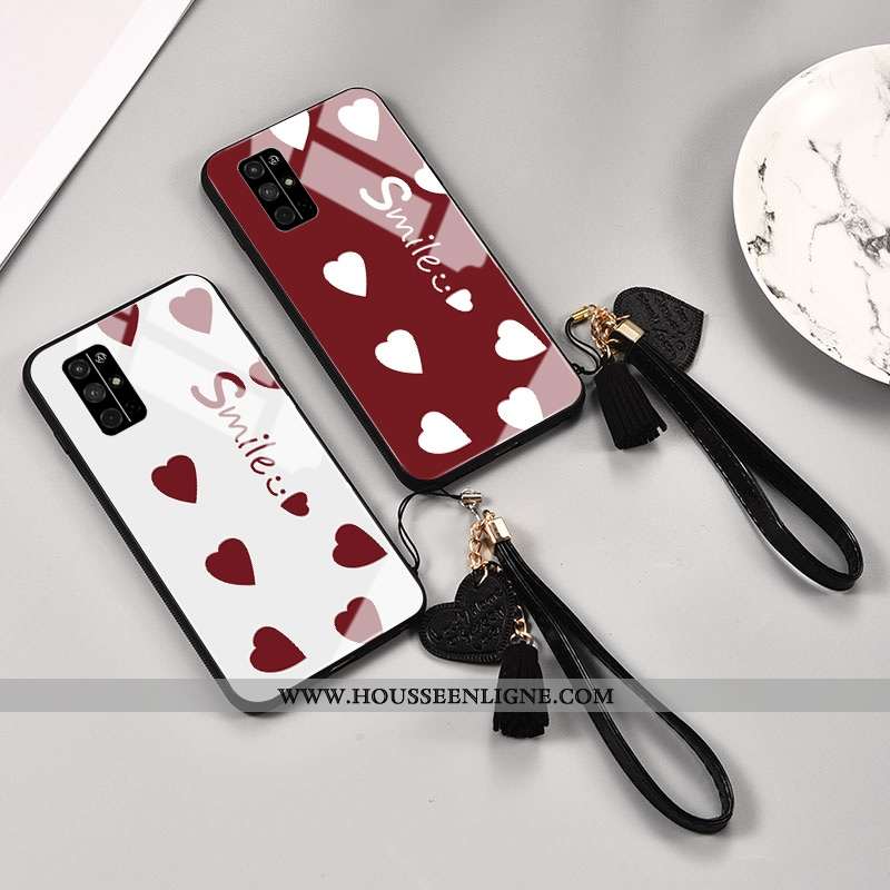 Étui Honor 30s Verre Personnalité Amour Téléphone Portable Incassable Rouge Blanc