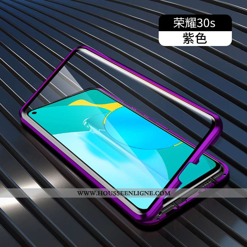 Étui Honor 30s Verre Transparent Difficile Protection Reversible Net Rouge Violet