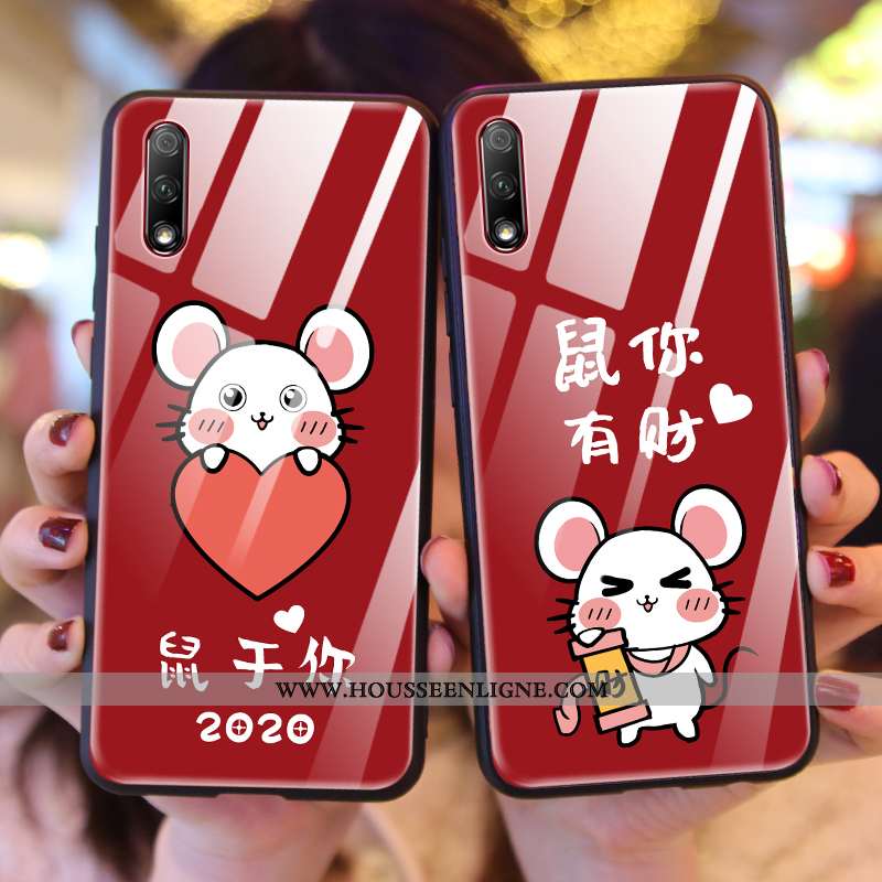 Étui Honor 9x Créatif Protection Verre Téléphone Portable Tout Compris Difficile Net Rouge