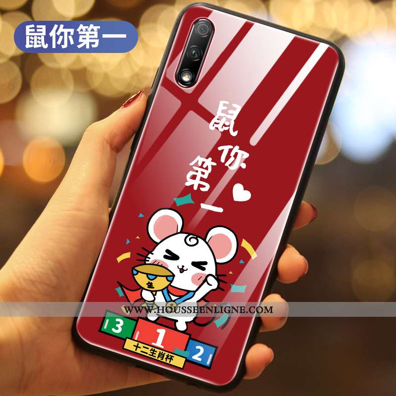 Étui Honor 9x Créatif Protection Verre Téléphone Portable Tout Compris Difficile Net Rouge