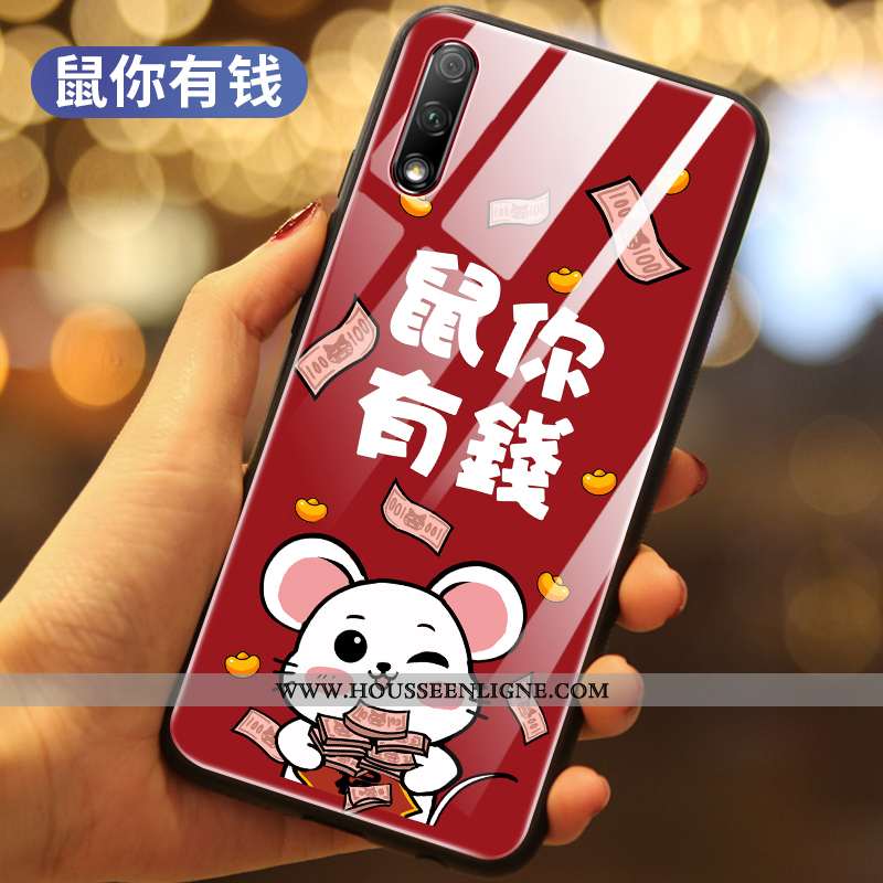 Étui Honor 9x Créatif Protection Verre Téléphone Portable Tout Compris Difficile Net Rouge