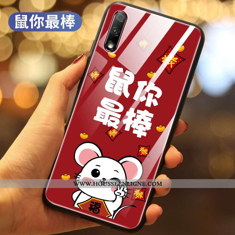 Étui Honor 9x Créatif Protection Verre Téléphone Portable Tout Compris Difficile Net Rouge