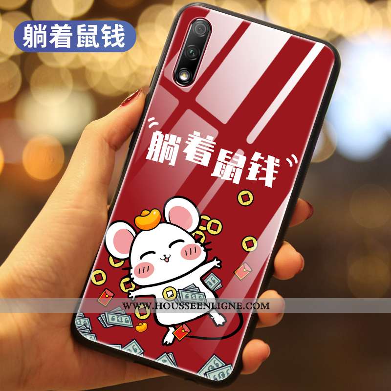 Étui Honor 9x Créatif Protection Verre Téléphone Portable Tout Compris Difficile Net Rouge