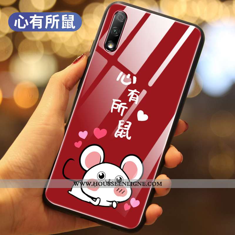 Étui Honor 9x Créatif Protection Verre Téléphone Portable Tout Compris Difficile Net Rouge