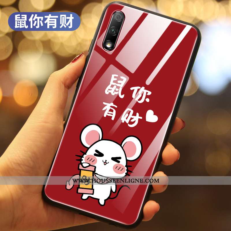 Étui Honor 9x Créatif Protection Verre Téléphone Portable Tout Compris Difficile Net Rouge