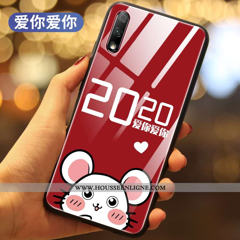 Étui Honor 9x Créatif Protection Verre Téléphone Portable Tout Compris Difficile Net Rouge