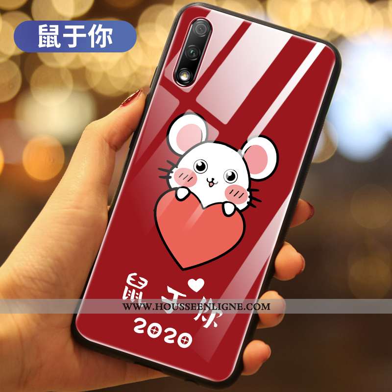 Étui Honor 9x Créatif Protection Verre Téléphone Portable Tout Compris Difficile Net Rouge