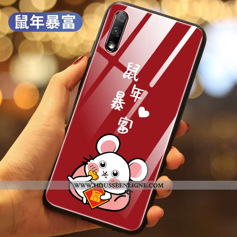Étui Honor 9x Créatif Protection Verre Téléphone Portable Tout Compris Difficile Net Rouge