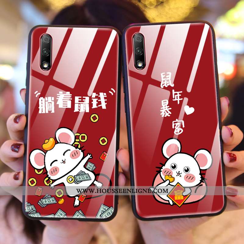 Étui Honor 9x Créatif Protection Verre Téléphone Portable Tout Compris Difficile Net Rouge