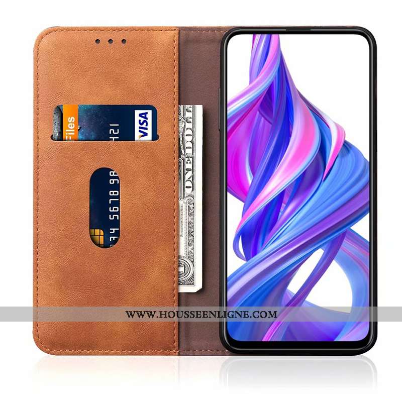 Étui Honor 9x Cuir Protection Housse Portefeuille Tout Compris Coque Marron