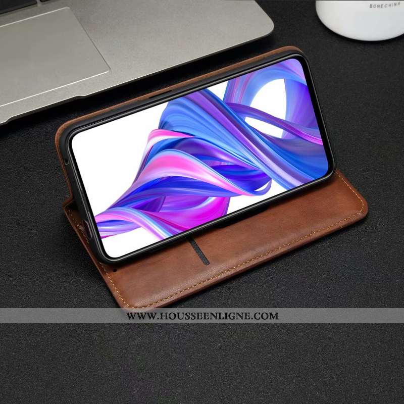 Étui Honor 9x Cuir Protection Housse Portefeuille Tout Compris Coque Marron