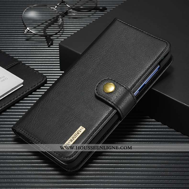 Étui Honor 9x Cuir Véritable Portefeuille Coque Luxe Protection Noir Cuir