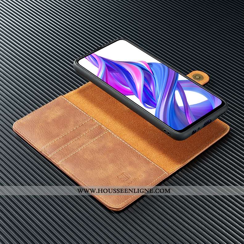 Étui Honor 9x Cuir Véritable Portefeuille Coque Luxe Protection Noir Cuir