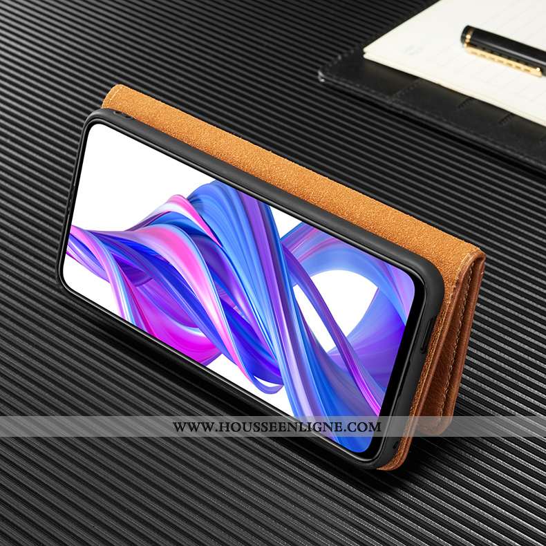 Étui Honor 9x Cuir Véritable Portefeuille Coque Luxe Protection Noir Cuir
