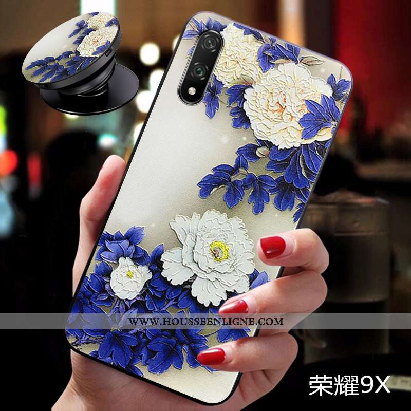 Étui Honor 9x Fluide Doux Silicone Bleu Protection Net Rouge Ornements Suspendus