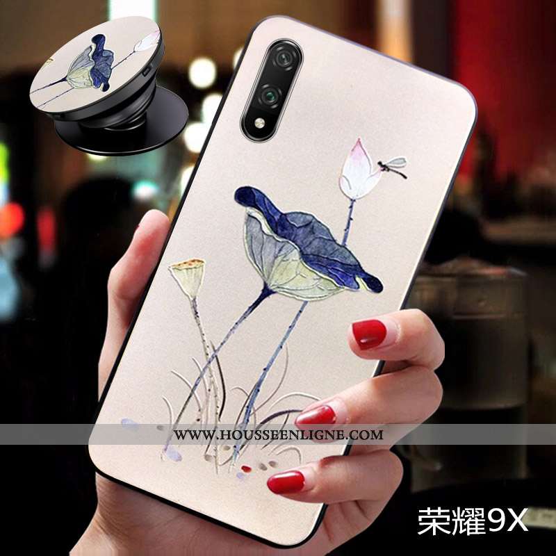 Étui Honor 9x Fluide Doux Silicone Bleu Protection Net Rouge Ornements Suspendus