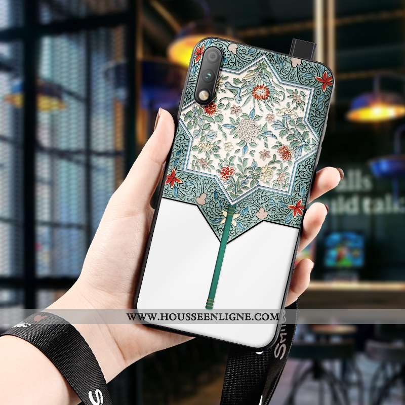 Étui Honor 9x Ornements Suspendus Gaufrage Incassable Protection Vent Style Chinois Bordure Bleu Fon