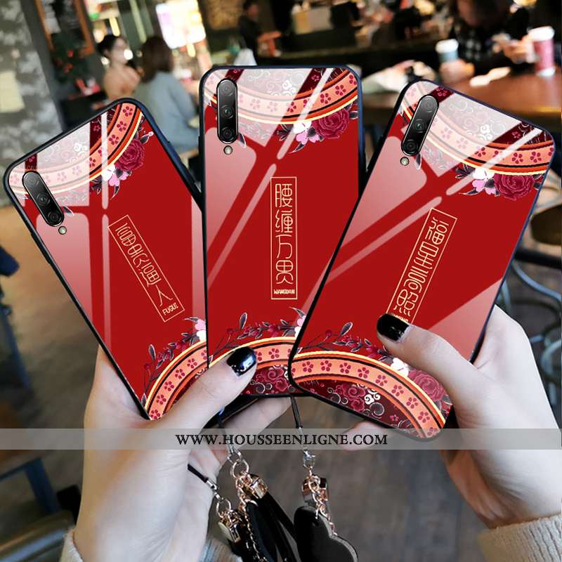 Étui Honor 9x Pro Verre Vintage Tout Compris Imprimé Rouge Style Chinois