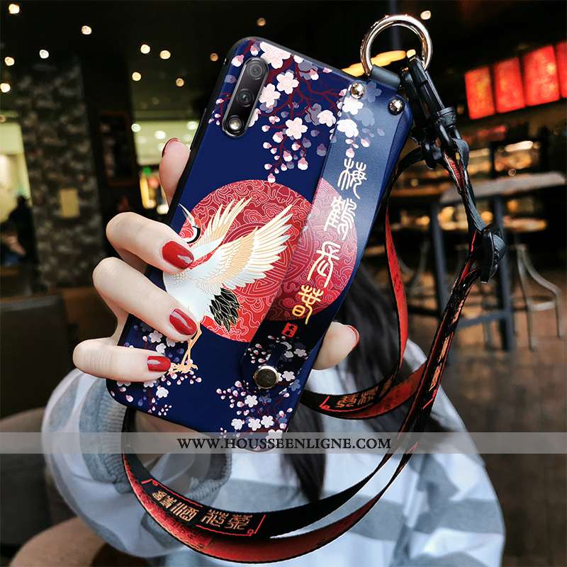 Étui Honor 9x Tendance Silicone Vintage Tout Compris Ornements Suspendus Grue Jeunesse Bleu Foncé