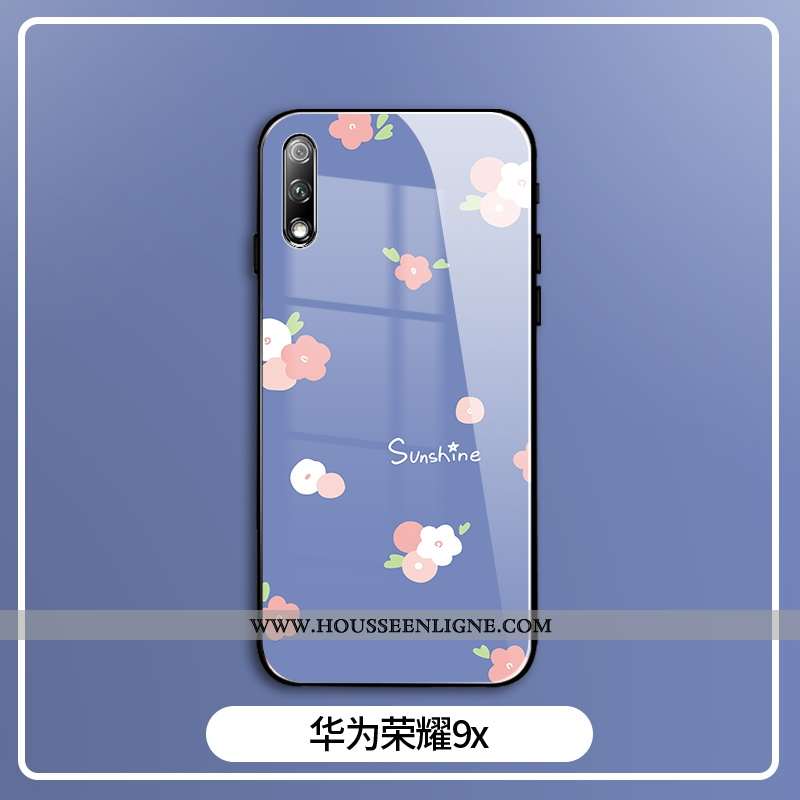 Étui Honor 9x Verre Personnalité Coque Silicone Violet Protection Miroir