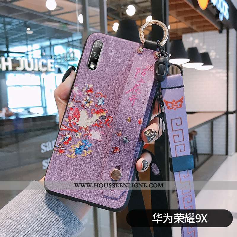 Étui Honor 9x Vintage Ultra Fluide Doux Simple Silicone Personnalité Créatif Bleu
