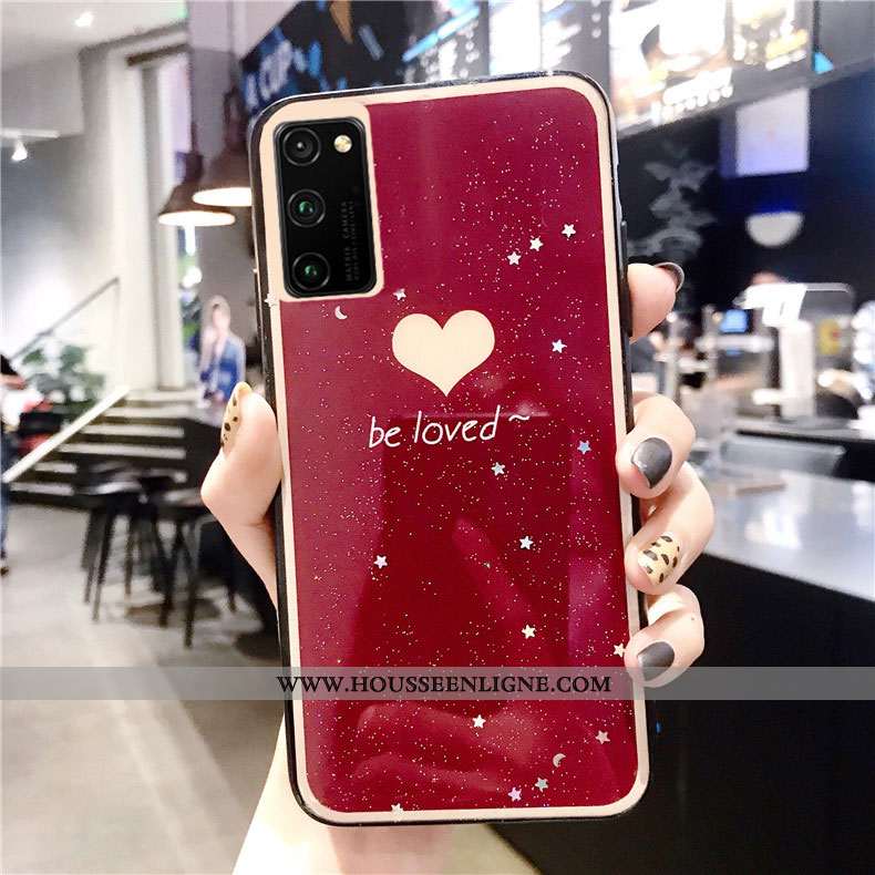Étui Honor View30 Fluide Doux Protection Rose Tendance Membrane Net Rouge Difficile Verte