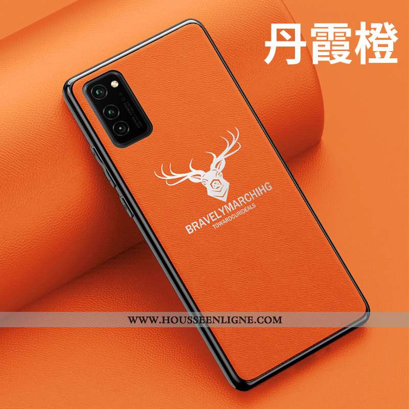 Étui Honor View30 Fluide Doux Silicone Incassable Cuir Cerf Orange Téléphone Portable