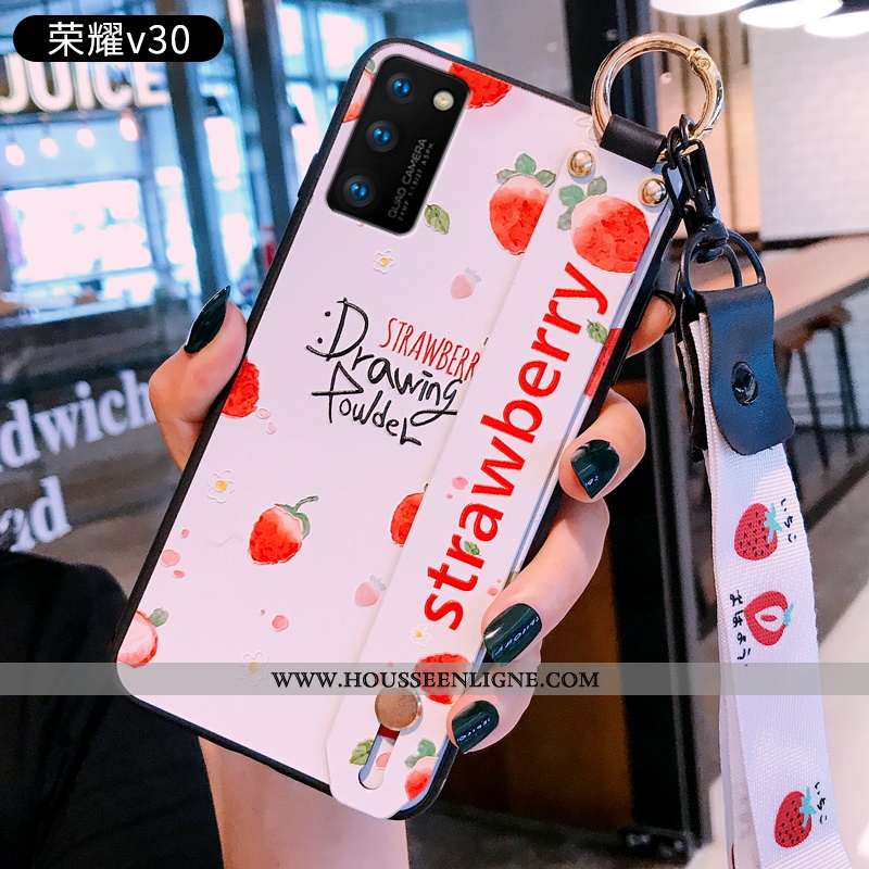 Étui Honor View30 Mode Protection Personnalité Côté Fin Délavé En Daim Simple Coque Rose