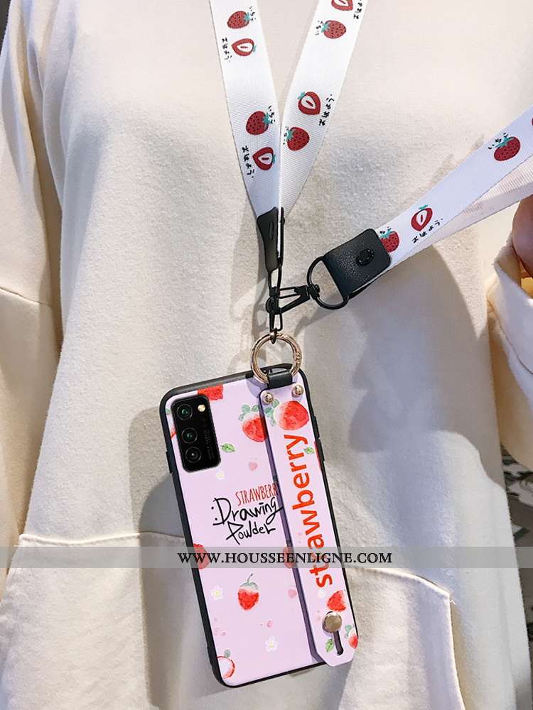 Étui Honor View30 Mode Protection Personnalité Côté Fin Délavé En Daim Simple Coque Rose