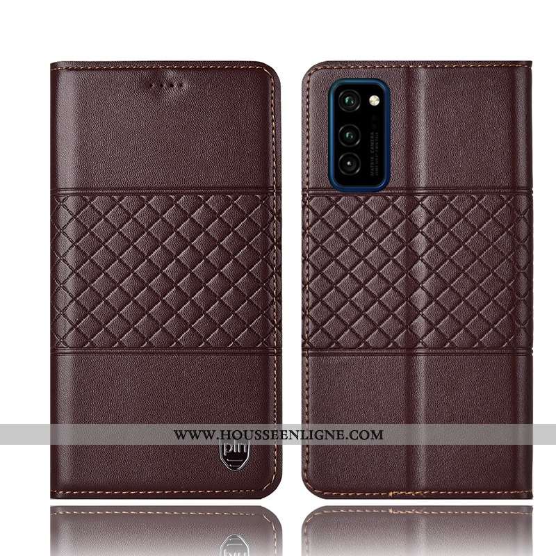 Étui Honor View30 Pro Cuir Véritable Protection Tout Compris Housse Téléphone Portable Coque Marron